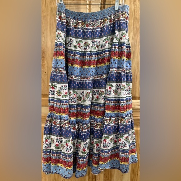 Gotcha Covered Vintage Bohemian Cottagecore Tier Full Colorful Midi/Maxi Skirt - Picture 4 of 11